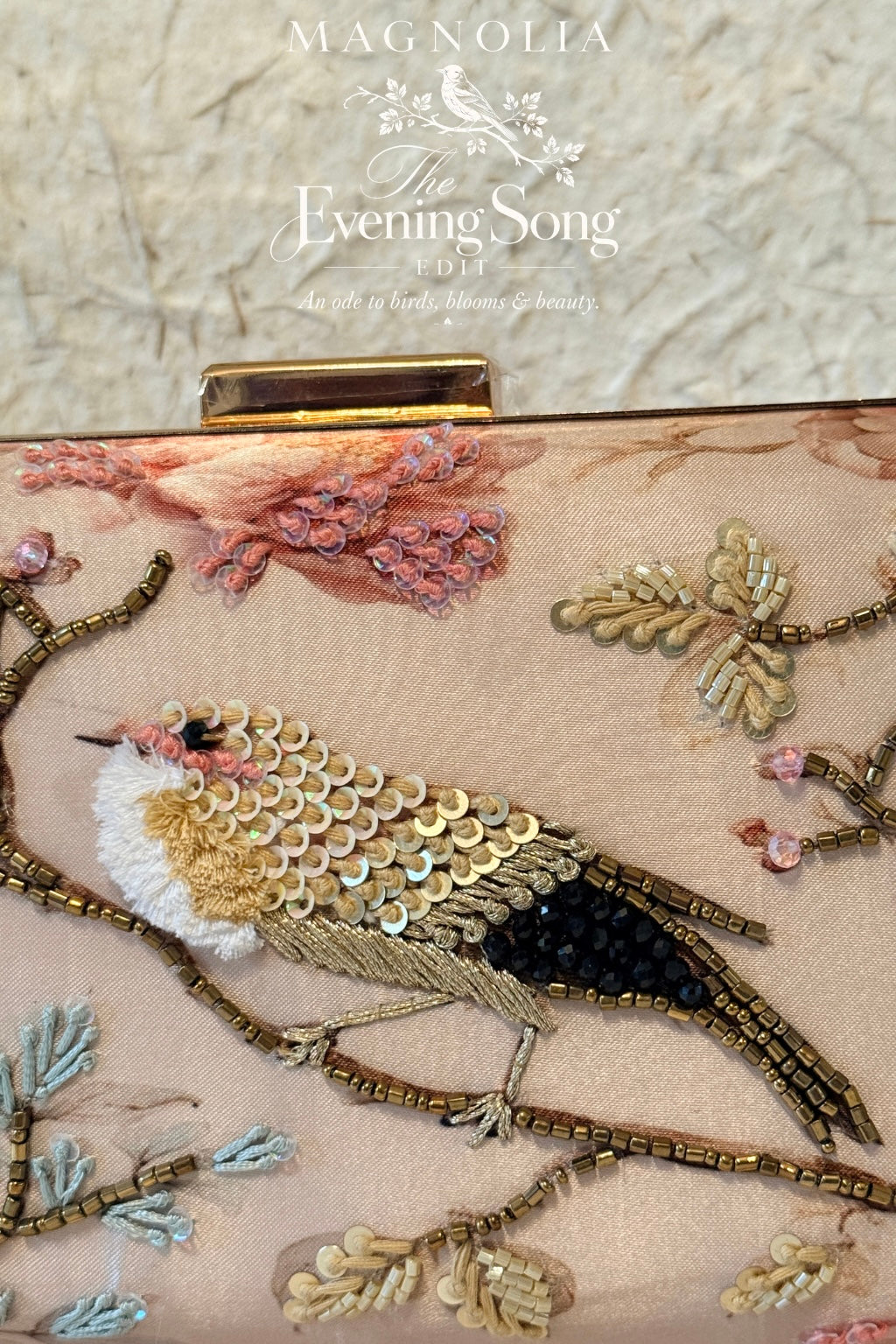 BIRDS OF VERONA | Embroidered Printed Silk Clutch Bag