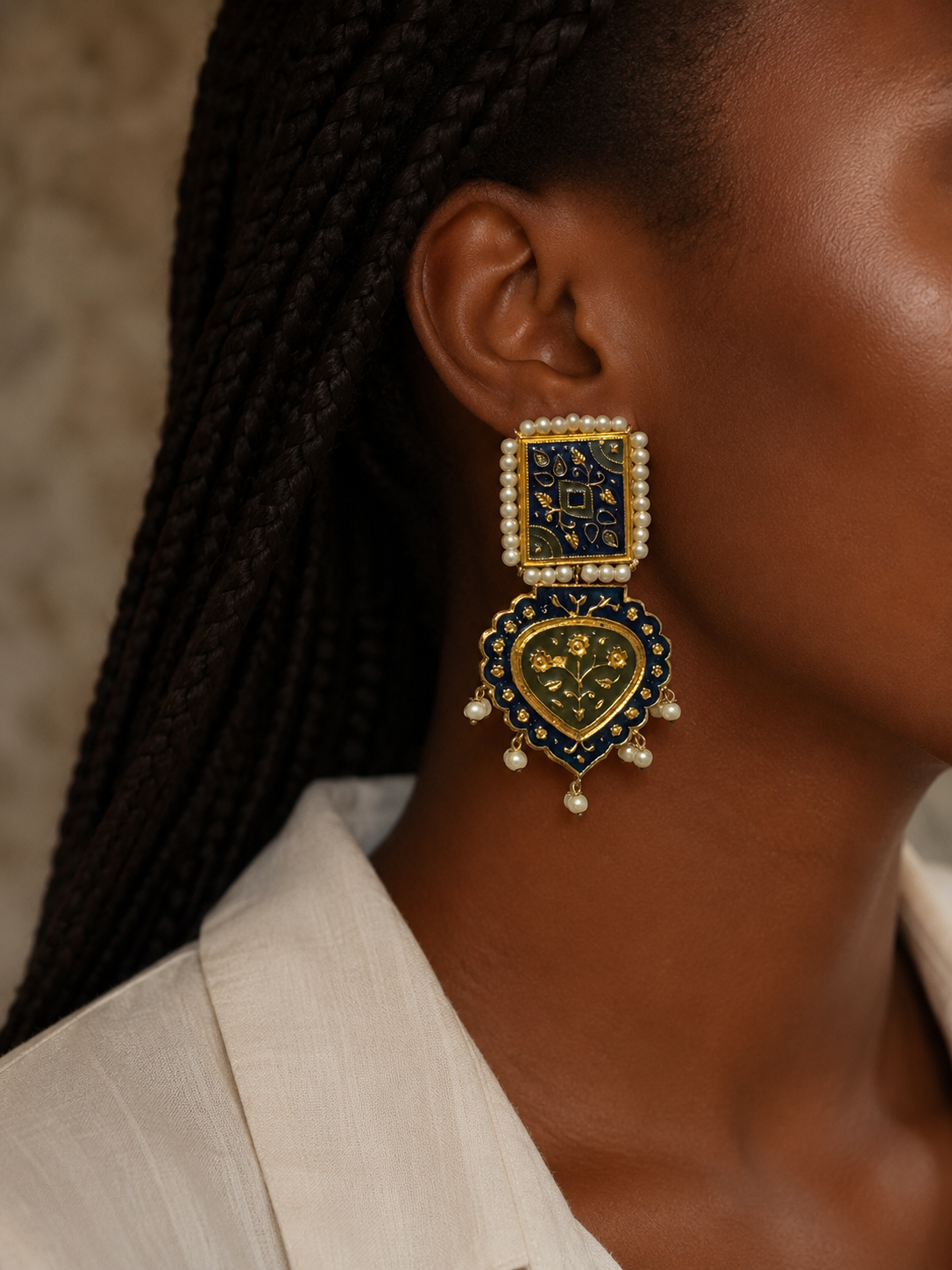 RUPA | Blue Green Enamel Earrings
