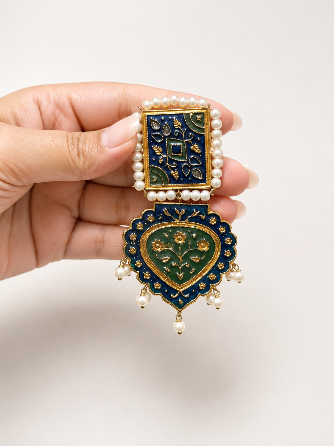 RUPA | Blue Green Enamel Earrings
