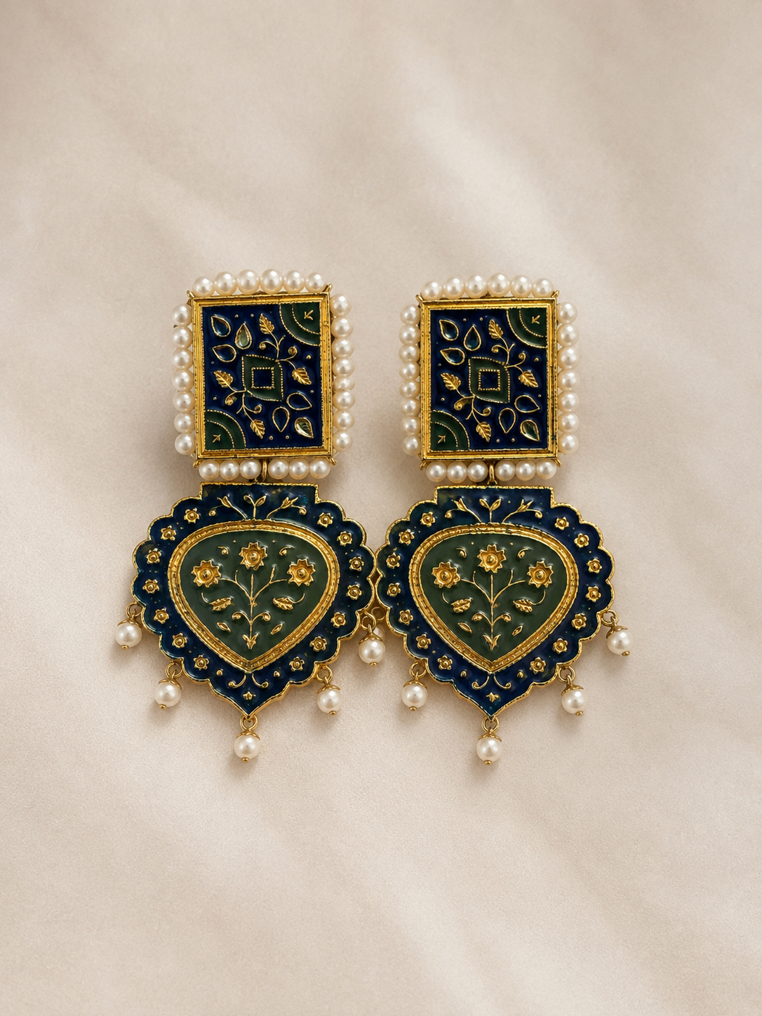 RUPA | Blue Green Enamel Earrings