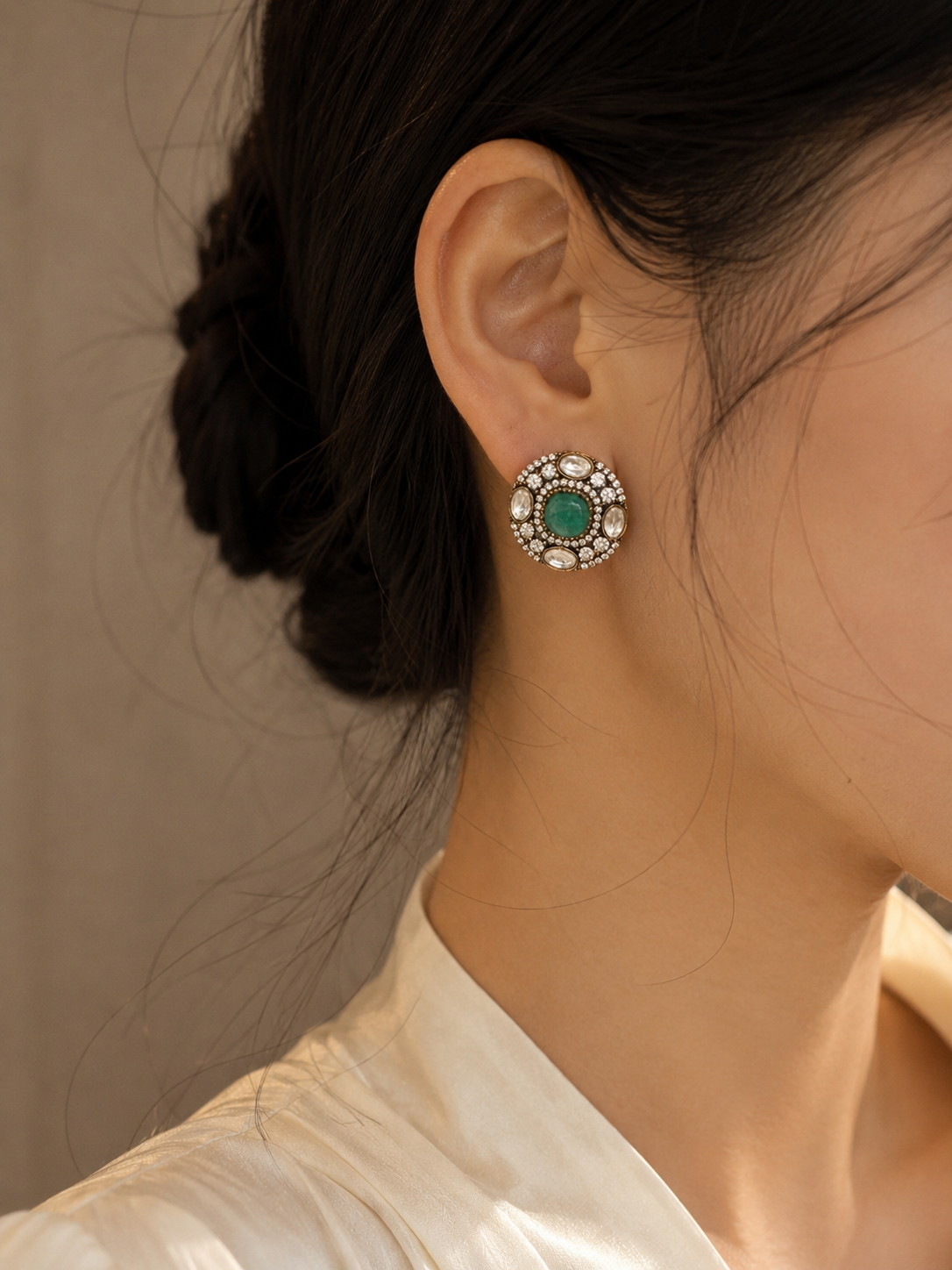 GIA | Green Polki Oversized Studs