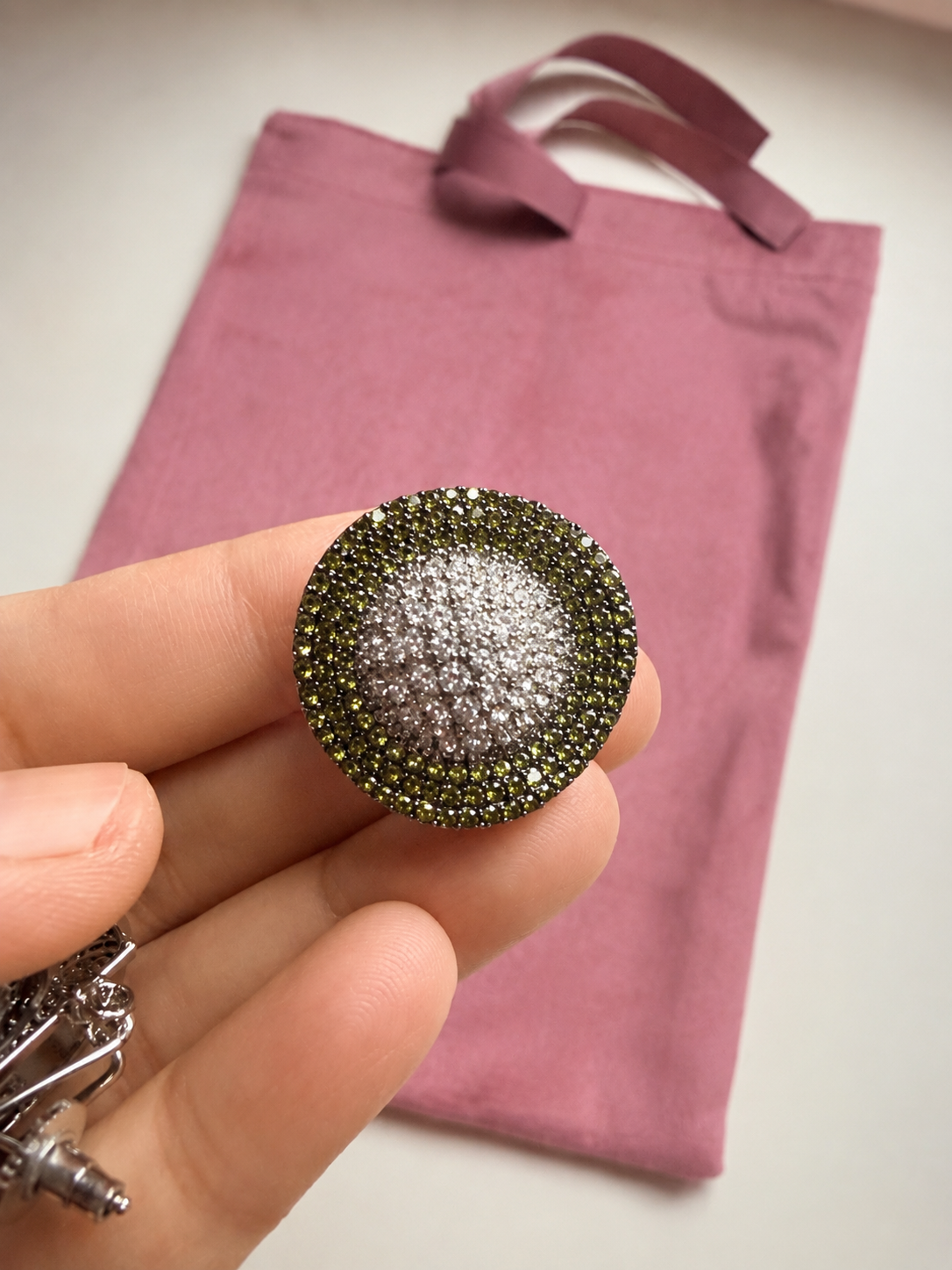 ISABELLA | Olive Green Silver Oversized Studs