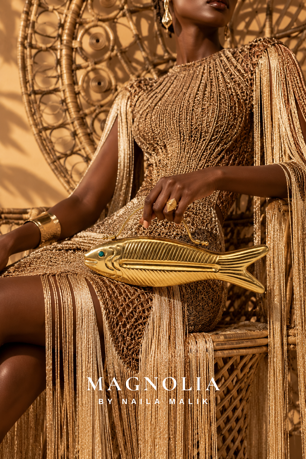 PORTOFINO | Gold Fish Clutch Bag