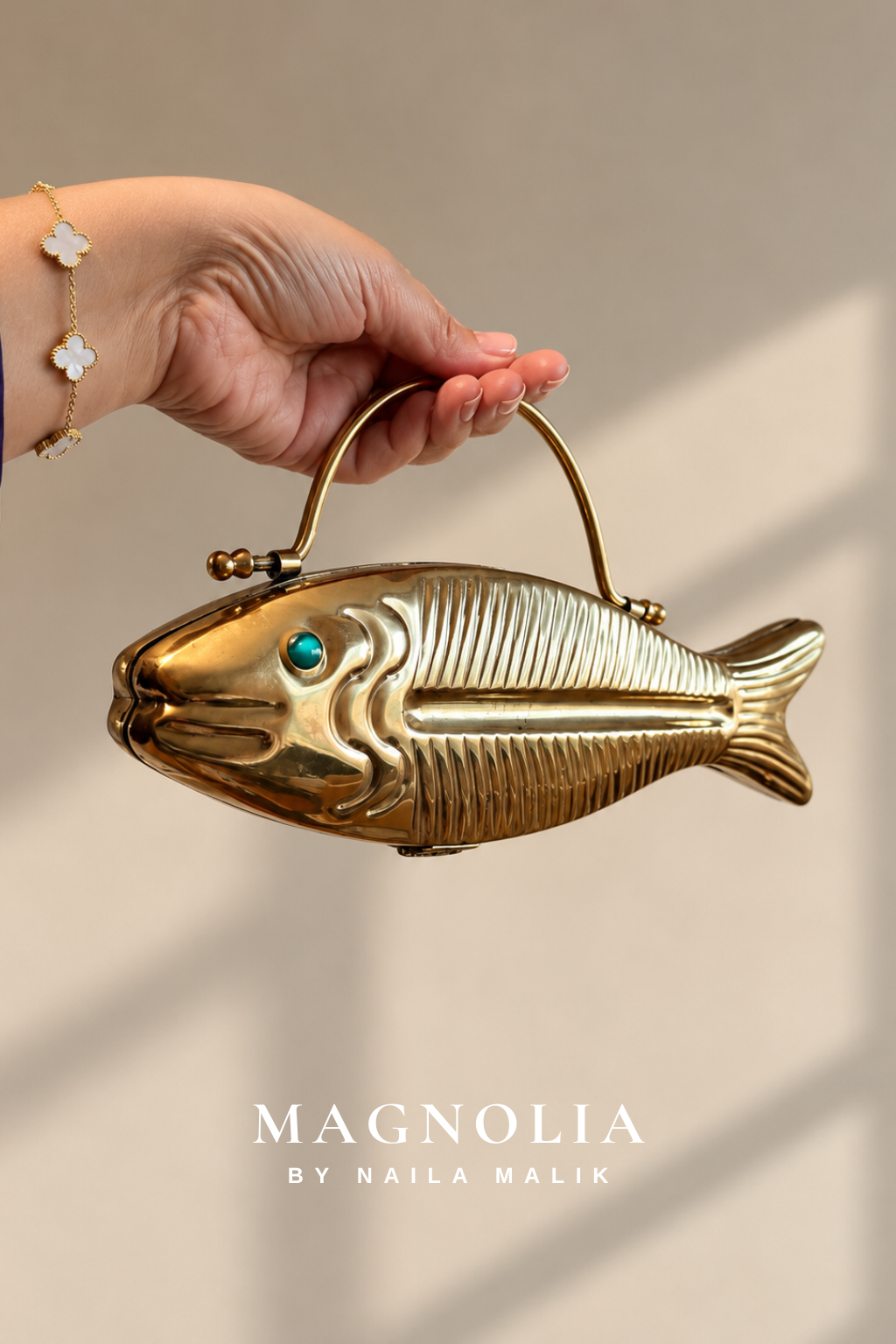 PORTOFINO | Gold Fish Clutch Bag