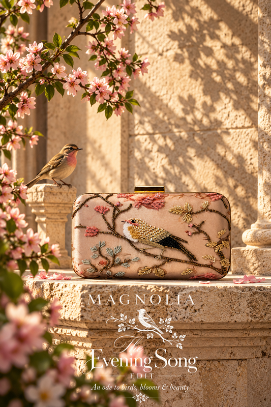 BIRDS OF VERONA | Embroidered Printed Silk Clutch Bag