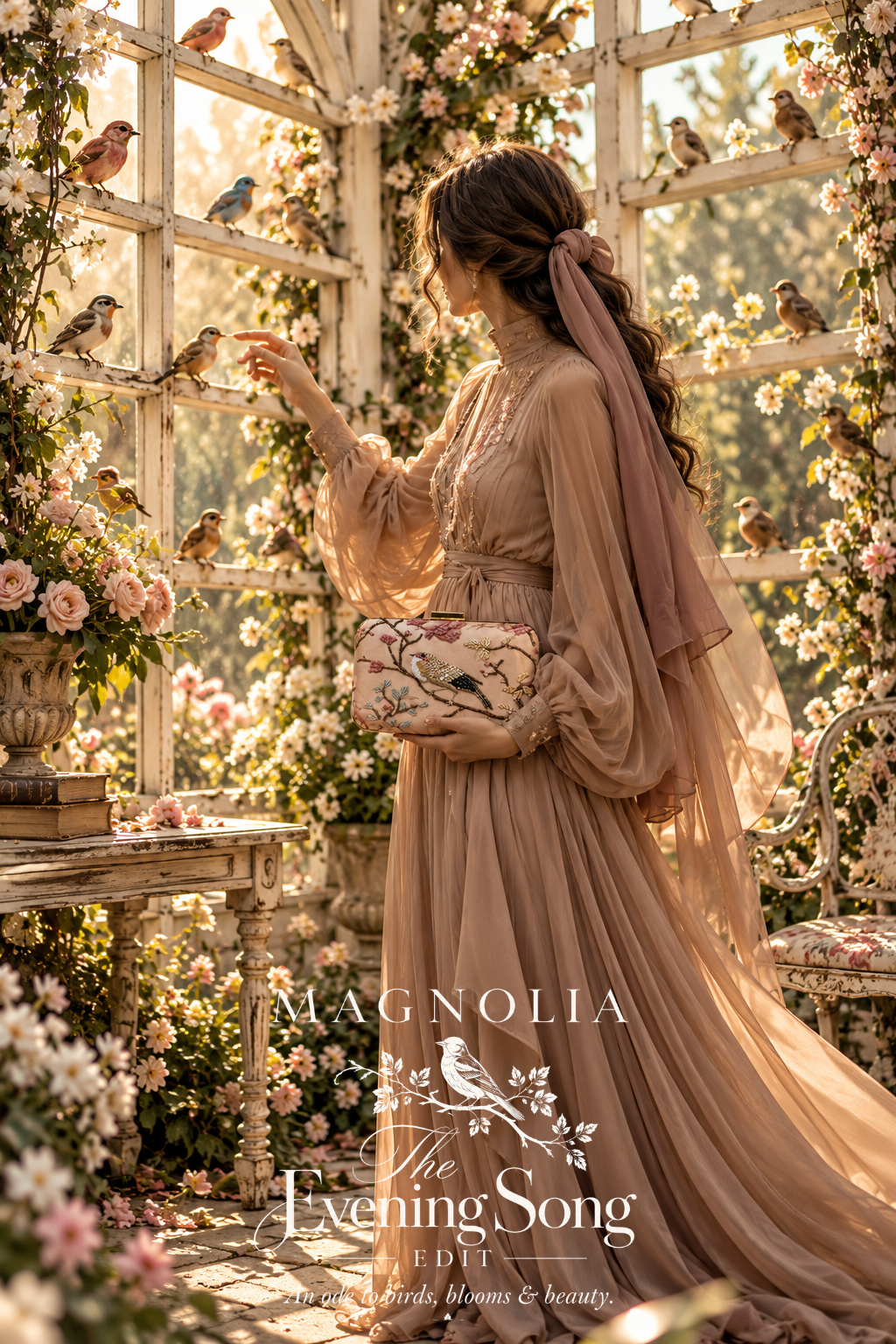 BIRDS OF VERONA | Embroidered Printed Silk Clutch Bag