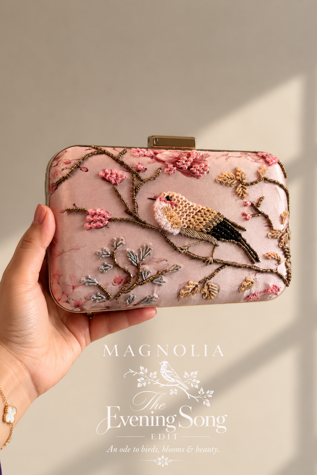 BIRDS OF VERONA | Embroidered Printed Silk Clutch Bag