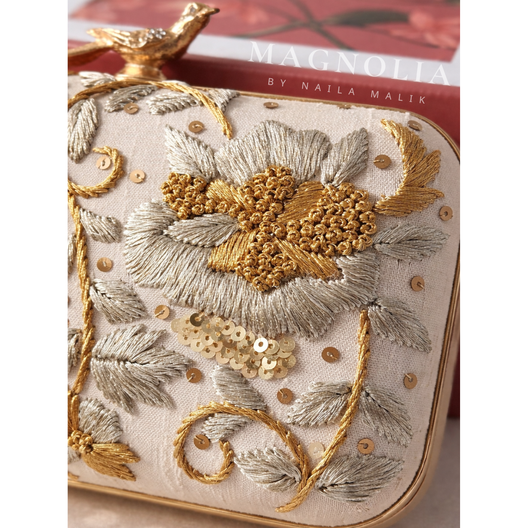 AUSTIN | Ivory Gold Embroidered Bridal Clutch