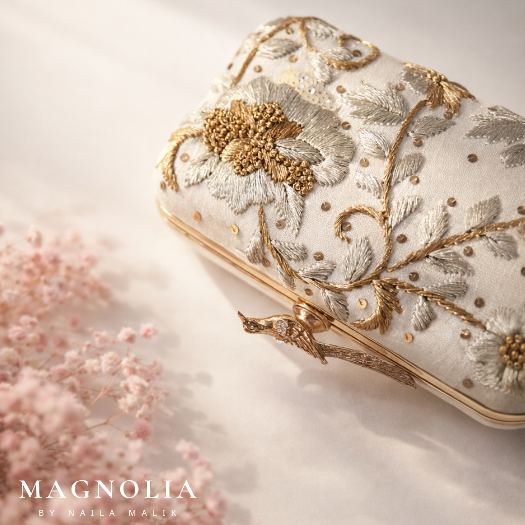 AUSTIN | Ivory Gold Embroidered Bridal Clutch