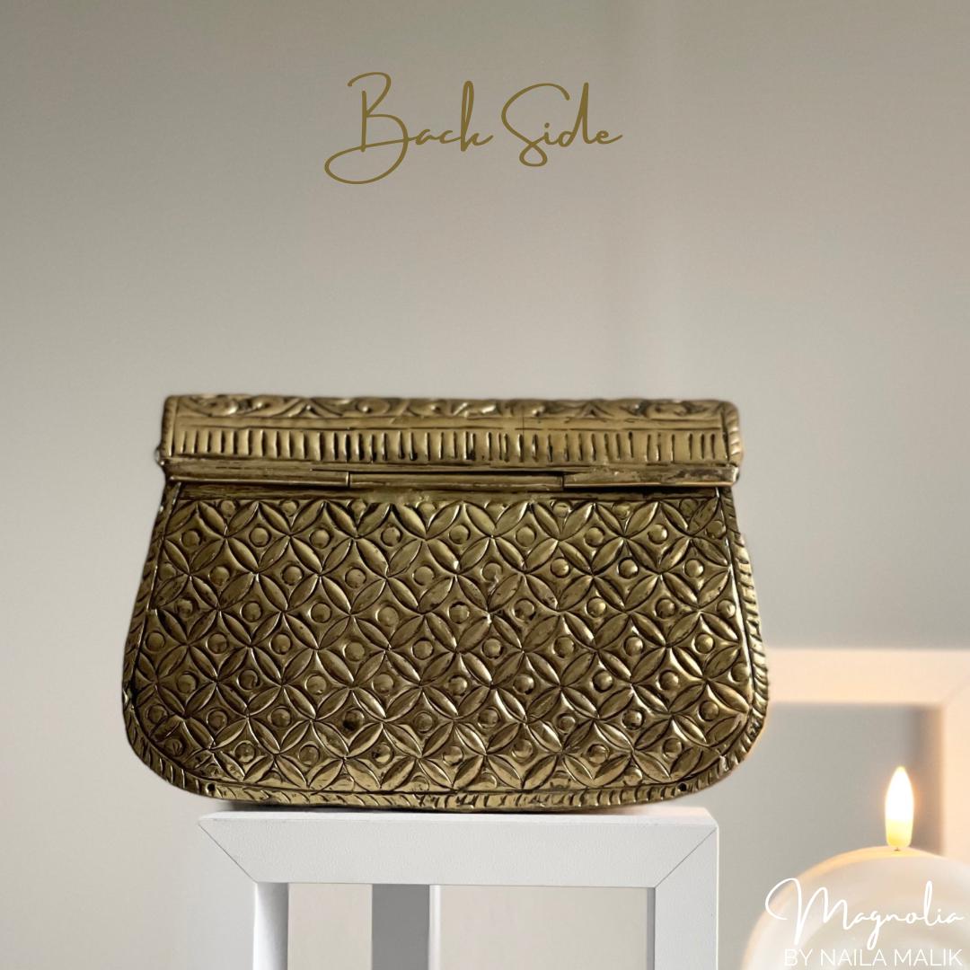 KOLKATA | Vintage Gold Clutch Bag Antique Touch Statement Bridal Trendy Ethnic Unique