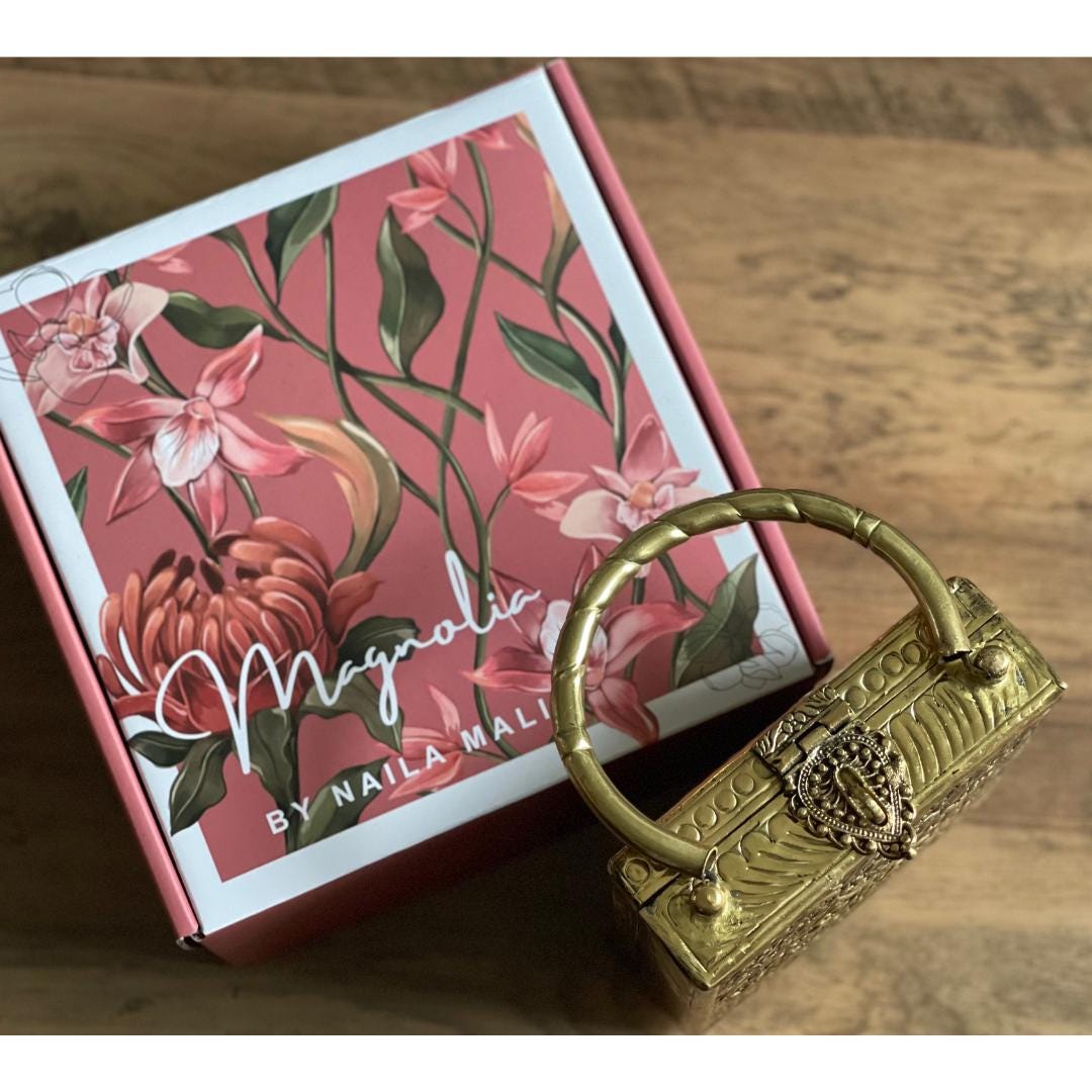 LAHORE | Antique Gold Clutch Bag Statement Bridal Trendy Ethnic Unique