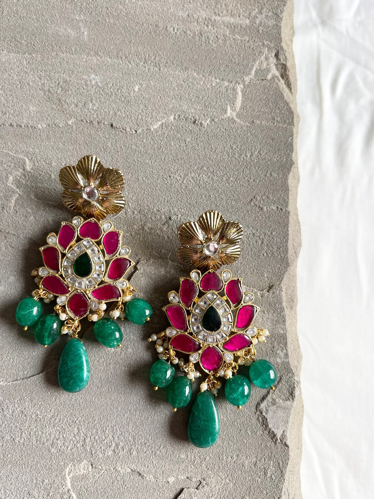 SAFIYAH | Statement 18k Gold plated traditional Indian ethnic Earrings |Eid Diwali gifts