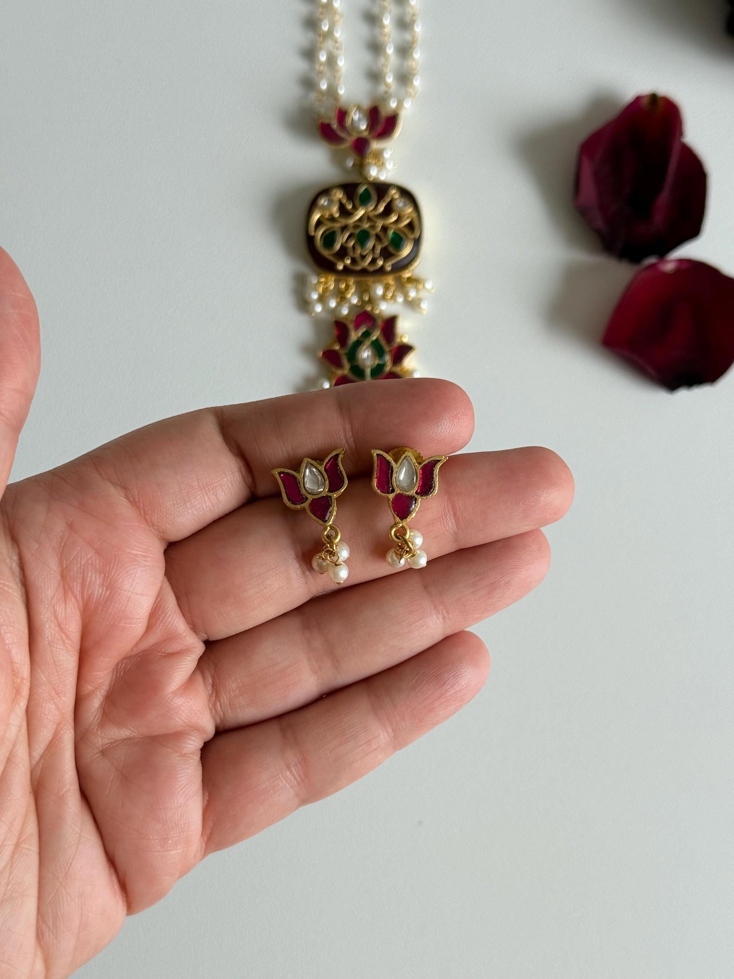 ADVEKA Ethnic Mala Long Haar with Earrings | Meenakari Work