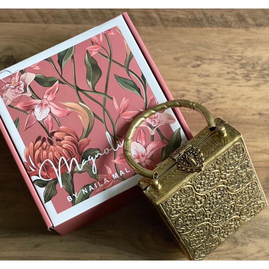 LAHORE | Antique Gold Clutch Bag Statement Bridal Trendy Ethnic Unique